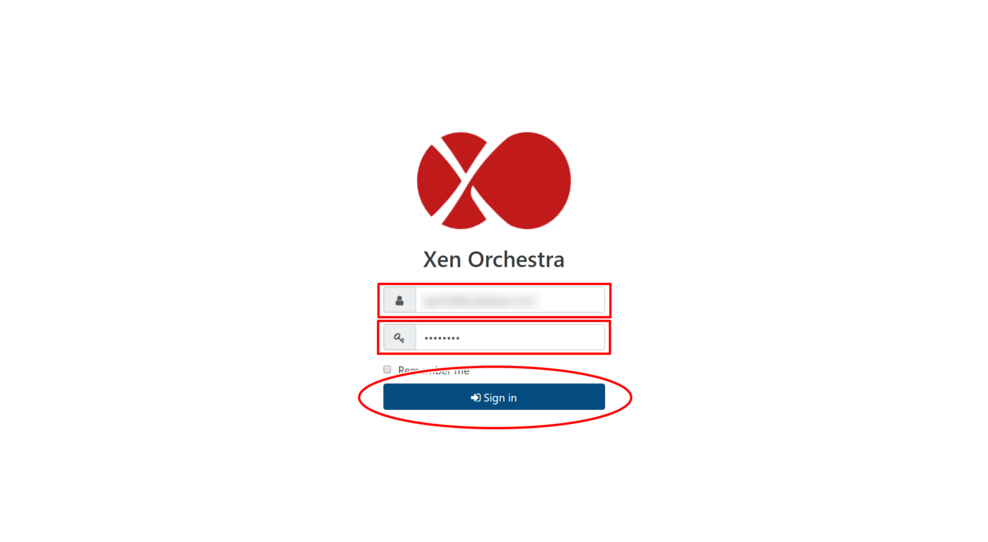 Xen Orchestraの管理画面にログインする
